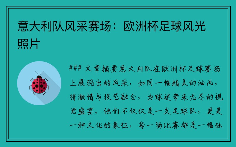 意大利队风采赛场：欧洲杯足球风光照片